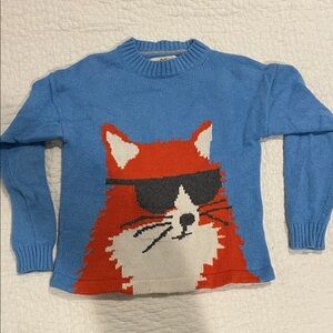 Mini Boden Blue Sweater with Cool Fox Design